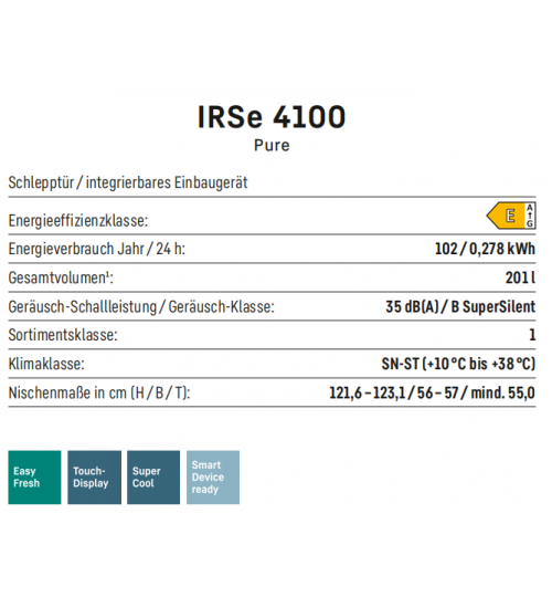 LIEBHERR利勃海尔 IRSe 4100  轻松新鲜 嵌入式单门冰箱